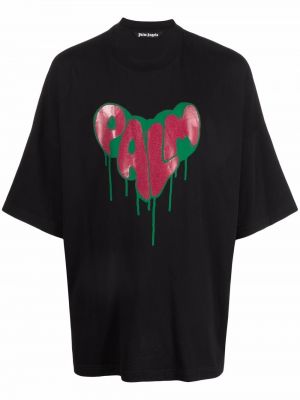 Camiseta con estampado con corazón Palm Angels negro
