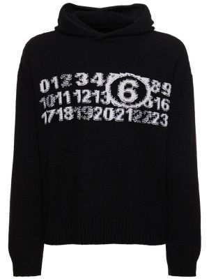 Vilnonis džemperis su gobtuvu Mm6 Maison Margiela juoda