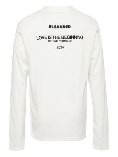 Bavlněné tričko s potiskem Jil Sander bílé