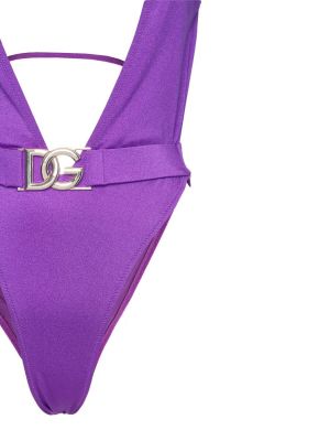 Jednodílné plavky jersey Dolce & Gabbana fialové