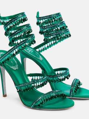 Saténové sandále René Caovilla zelená