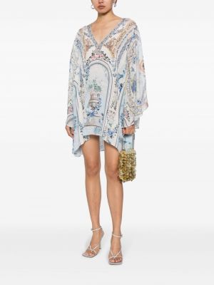 Robe de soirée en soie à imprimé à motifs abstraits Camilla blanc