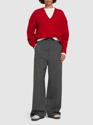 Kašmírový svetr s výstřihem do v Extreme Cashmere červený