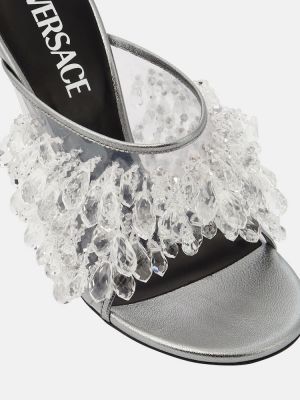 Papuci tip mules Versace argintiu