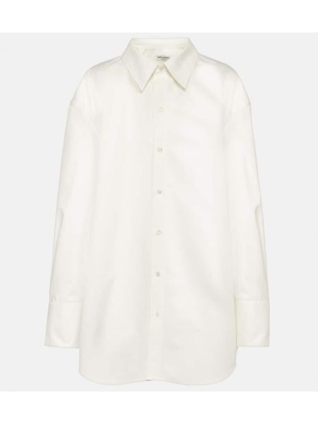 Oversize памучна риза Saint Laurent бяло