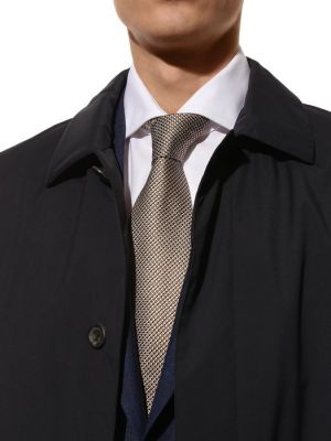 Шелковый галстук Brioni бежевый