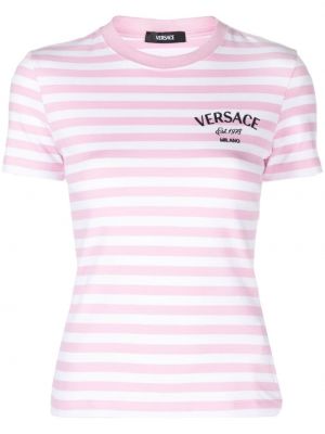 Βαμβακερή μπλούζα με κέντημα Versace