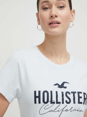 Koszulka bawełniana Hollister Co. niebieska