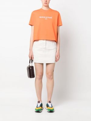 Tričko s výšivkou Maison Kitsuné oranžové