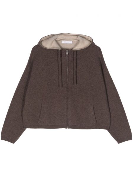 Kašmira kapučdžemperis ar rāvējslēdzēju Liska brūns
