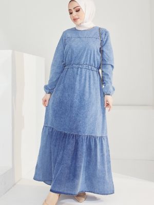 Plisované džínové šaty Instyle modré