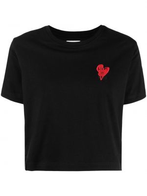 Tričko s výšivkou se srdcovým vzorem Izzue černé