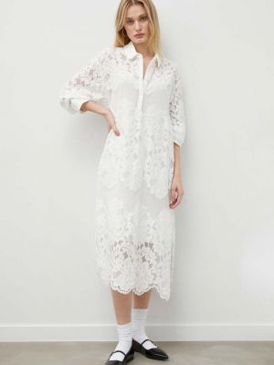 Pamučna midi haljina oversized Herskind bijela