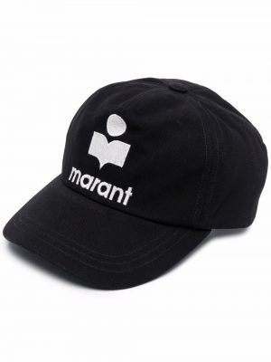 Памучна шапка с козирки бродирана Isabel Marant черно