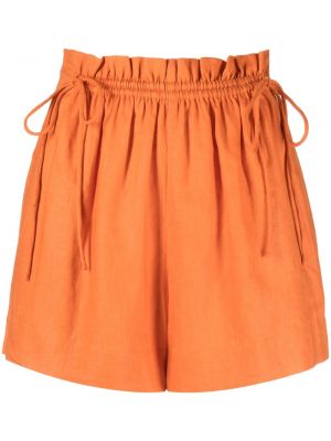 Shorts taille haute en lin Peony orange