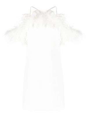 Коктейлна рокля с пера P.a.r.o.s.h. бяло