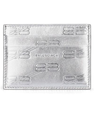 Kožni kožni novčanik Balenciaga srebrena