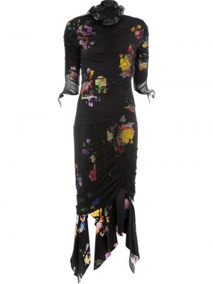 Květinové koktejlové šaty Preen By Thornton Bregazzi - černá
