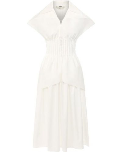 Хлопковое платье Fendi, белое
