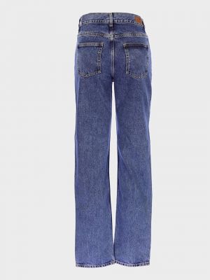 Прямые брюки с высокой талией на молнии слим Cross Jeans синие