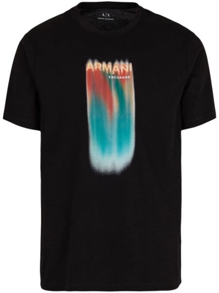Βαμβακερή μπλούζα με σχέδιο Armani Exchange μαύρο
