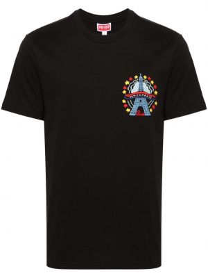 Kokvilnas t-krekls ar izšuvumiem Kenzo melns
