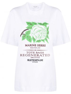 Pamut póló nyomtatás Marine Serre fehér