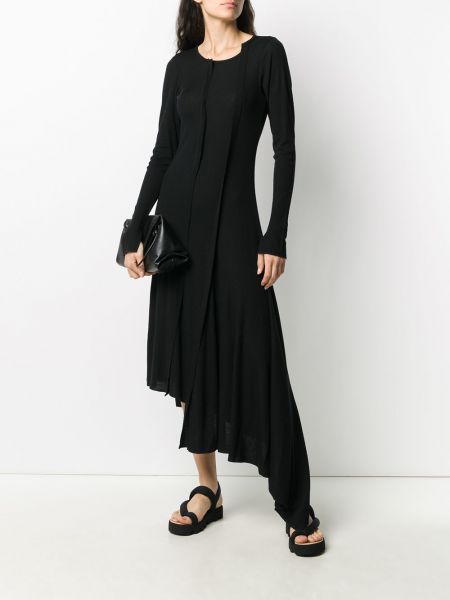 Vestido de punto asimétrico Yohji Yamamoto negro