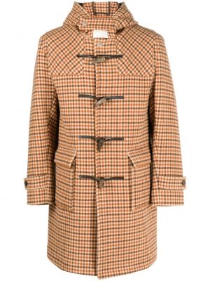 Kockovaný vlnený kabát Mackintosh béžová