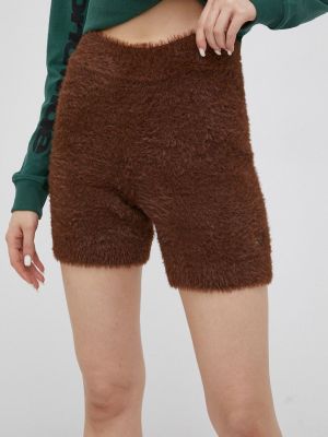 Reebok Classic pantaloni scurti H46809 femei, culoarea maro, neted, high waist