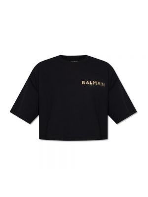 Jersey t-shirt aus baumwoll Balmain schwarz