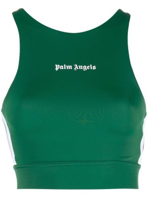 Trykt stripete crop top Palm Angels grønn