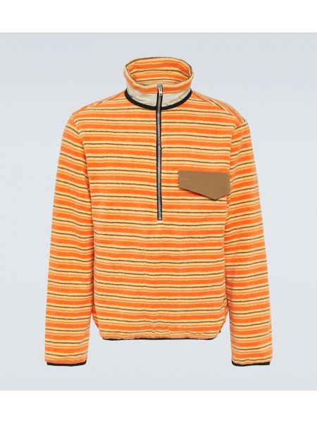 Svītrainas kokvilnas džemperis ar rāvējslēdzēju Ranra oranžs