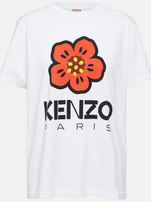 Jersey bombažna majica s potiskom Kenzo bela