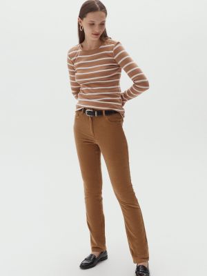 Вельветовые прямые брюки Caroll коричневые