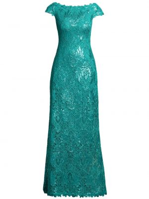 Krajkové večerní šaty s výšivkou s flitry Tadashi Shoji zelené