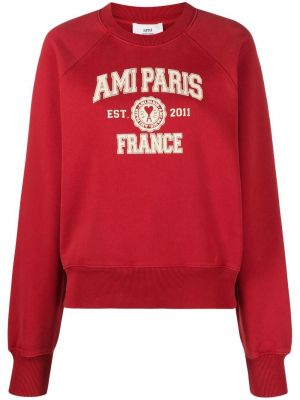 Trykt bomull sweatshirt Ami Paris rød