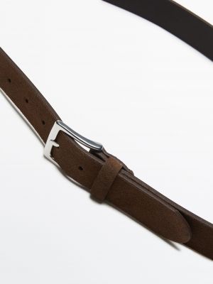 Кожаный замшевый ремень Massimo Dutti коричневый
