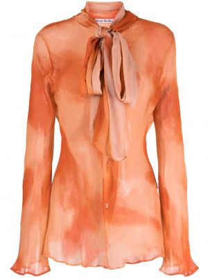 Блуза с панделка с принт Acne Studios оранжево