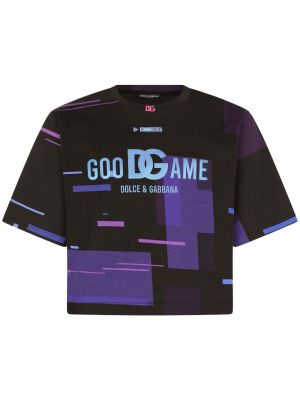 Βαμβακερή μπλούζα με σχέδιο Dolce & Gabbana μαύρο