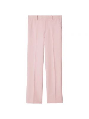 Różowe proste spodnie wełniane w kratkę Burberry