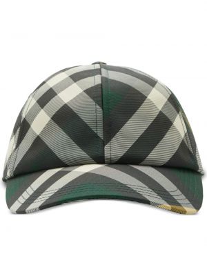 Bombažna kapa s šiltom s karirastim vzorcem Burberry zelena