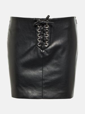 Čipkovaná šnurovacia kožená sukňa z ekologickej kože Rotate Birger Christensen čierna