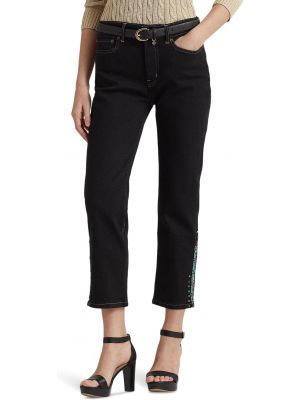 Прямые джинсы с высокой талией с бисером Lauren Ralph Lauren черные