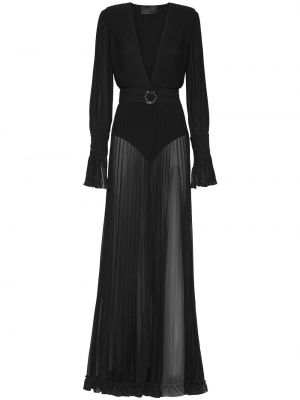 Przezroczysta sukienka wieczorowa plisowana Philipp Plein czarna