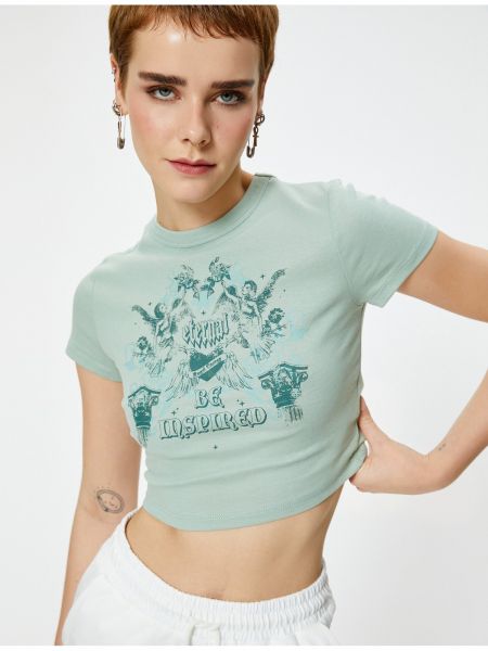 Kokvilnas t-krekls ar apdruku ar īsām piedurknēm Koton