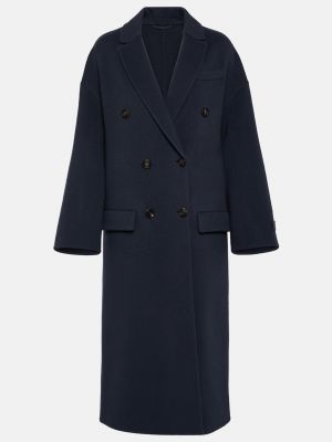 Кашемировое шерстяное пальто Brunello Cucinelli синее