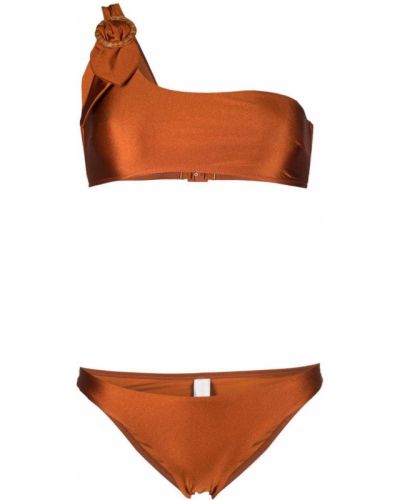 Bikini con hebilla asimétrico Zimmermann marrón