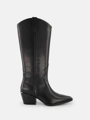 Botas de cuero con tacón de tacón ancho Latouche negro