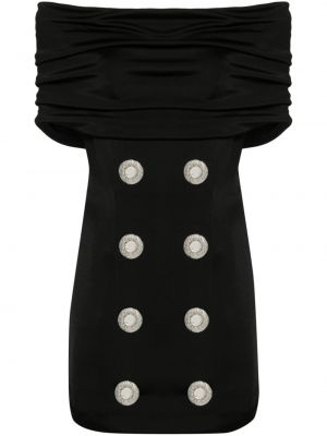 Koktejl obleka z draperijo Balmain črna